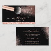 Makeup Artist Rose Gold Glitzer Salon Visitenkarte (Vorne/Hinten)