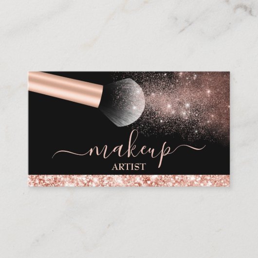 Makeup Artist Rose Gold Glitzer Salon Visitenkarte (Vorderseite)