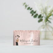 Makeup Artist Rose Gold Glitzer Tropfen Schönheits Visitenkarte (Stehend Vorderseite)