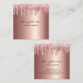 Makeup Artist Rose Gold Glitzer Tropfen Sparkasse Quadratische Visitenkarte (Vorne/Hinten)