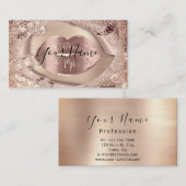 Makeup Artist Rose Gold Kiss Lips Glitzer Visitenkarte (Vorne/Hinten)