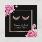 Makeup Artist Rose Gold Lashes Moderne Blumen Quadratische Visitenkarte (Vorderseite)