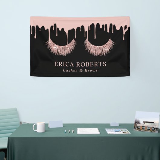 Makeup Artist Rose Gold Lashes Moderne Drilling Banner (Messeveranstaltung)