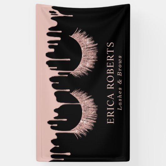Makeup Artist Rose Gold Lashes Moderne Drilling Banner (Vertikal)