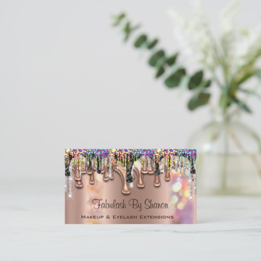 Makeup Artist. Rose Gold Lila Lashes Visitenkarte (Stehend Vorderseite)