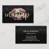 Makeup Artist Rose Gold Lippen Gold Script Glitzer Visitenkarte (Vorne/Hinten)
