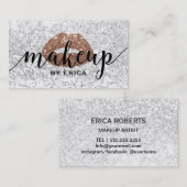 Makeup Artist Rose Gold Lippen Moderne Silberreihe Visitenkarte (Vorne/Hinten)