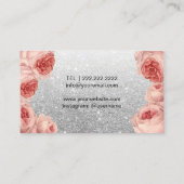 Makeup Artist Rose Gold Lippen Silber Glitzer Blum Visitenkarte (Rückseite)