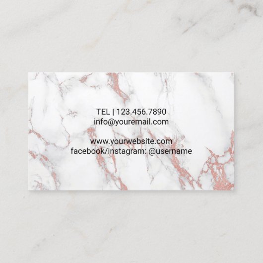 Makeup Artist Rose Gold Lips Charme Moderner Marmo Visitenkarte (Rückseite)