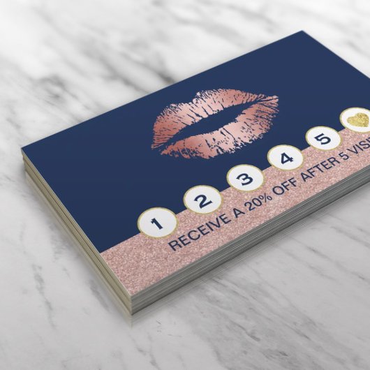 Makeup Artist Rose Gold Lips Navy Blue Loyalität Treuekarte