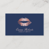 Makeup Artist Rose Gold Lips Navy Blue Salon Terminkarte (Vorderseite)
