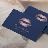 Makeup Artist Rose Gold Lips Navy Blue Salon Visitenkarte