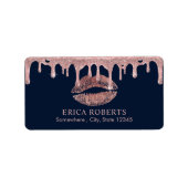 Makeup Artist Rose Gold Lips Navy Salon treiben Adressaufkleber (Vorne)