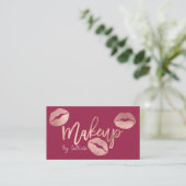 Makeup Artist Rose Gold Lips Typografie Moderne Visitenkarte (Stehend Vorderseite)