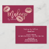 Makeup Artist Rose Gold Lips Typografie Moderne Visitenkarte (Vorne/Hinten)