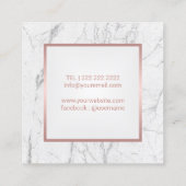 Makeup Artist Rose Gold Lips Weißer Marmor Quadratische Visitenkarte (Rückseite)