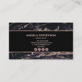 Makeup Artist Rose Gold-Marmor-Visitenkarte Visitenkarte (Rückseite)