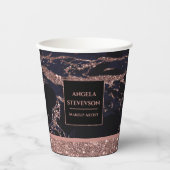 Makeup Artist Rose Gold Marmorpapier Cup Pappbecher (Vorderseite)