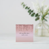 Makeup Artist Rose Gold Pink Glitzer Tropfen Spark Quadratische Visitenkarte (Stehend Vorderseite)
