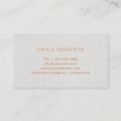 Makeup Artist Rose Gold Script Elegante Linen Visitenkarte (Rückseite)