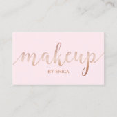 Makeup Artist Rose Gold Script Girl Blush Pink Visitenkarte (Vorderseite)