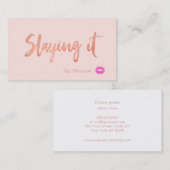 Makeup Artist Rose Gold Slay It Hot Pink Lippen Visitenkarte (Vorne/Hinten)