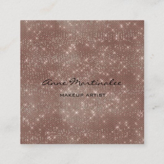 Makeup Artist Rose Gold Sparkle Glitzer Glam Quadratische Visitenkarte (Vorderseite)