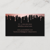 Makeup Artist Rose Gold Tropfen Lashes & Brows Bla Visitenkarte (Rückseite)