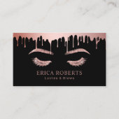 Makeup Artist Rose Gold Tropfen Lashes & Brows Bla Visitenkarte (Vorderseite)