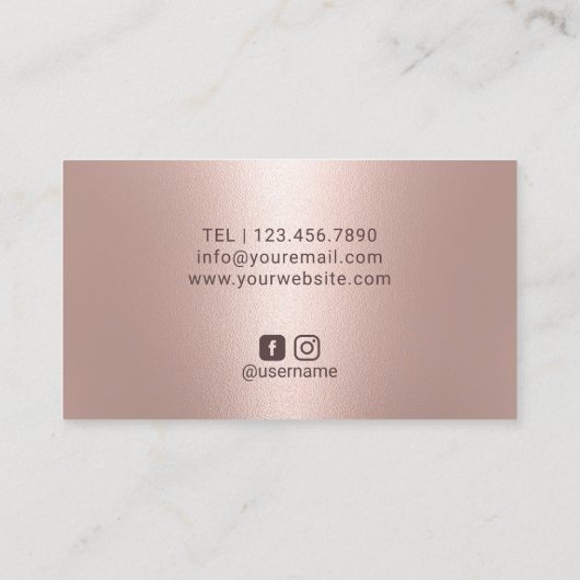 Makeup Artist Rose Gold Tropfen Lippen Metallisch Visitenkarte (Rückseite)