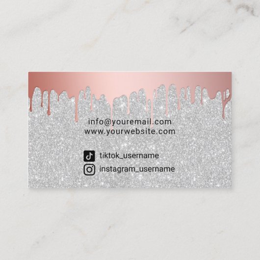 Makeup Artist Rose Gold Tropfen Lipstick Silber Visitenkarte (Rückseite)