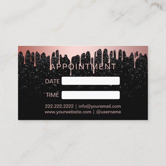 Makeup Artist Rose Gold Tropfen Ristorante da Vale Terminkarte (Rückseite)