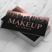 Makeup Artist Rose Gold Tropfen Trendy Black Glitz Visitenkarte