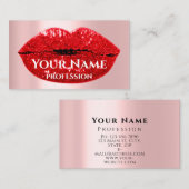 Makeup Artist Rose Kiss Lips Red Blush Glitzer Visitenkarte (Vorne/Hinten)