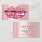 Makeup Artist Rose Kiss Lips Rosa Glitzer Visitenkarte (Vorne/Hinten)