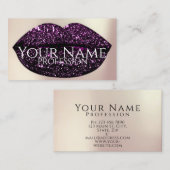 Makeup Artist Rose Kiss Lips Violet Glam Glitzer Visitenkarte (Vorne/Hinten)