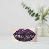 Makeup Artist Rose Kiss Lips Violet Glam Glitzer Visitenkarte (Stehend Vorderseite)