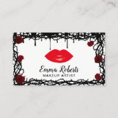 Makeup Artist Rote Lippen Gotisches Beauty Salon Visitenkarte (Vorderseite)