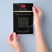Makeup Artist Rote Lippen Schwarze Flora Schönheit Flyer (Handgriff)