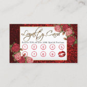 Makeup Artist - Roter Glitzer und Blumendesign Treuekarte (Vorderseite)