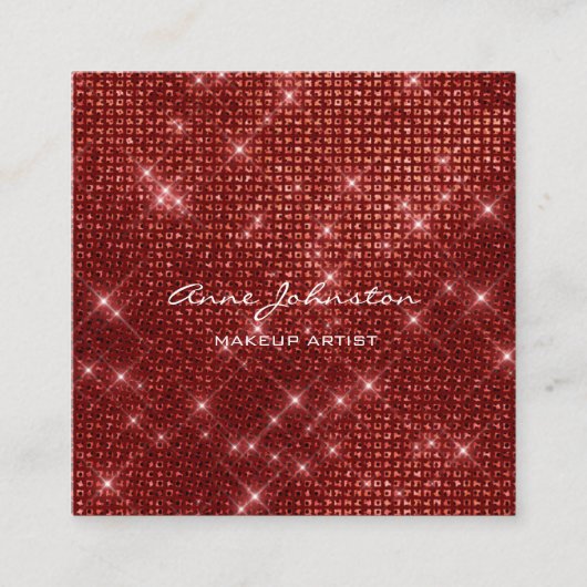 Makeup Artist Ruby Red Sparkle Glitzer Glam Quadratische Visitenkarte (Vorderseite)