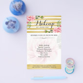 Makeup Artist Salon Aquarellfarben Blütengold Stre Flyer (Einzeln)