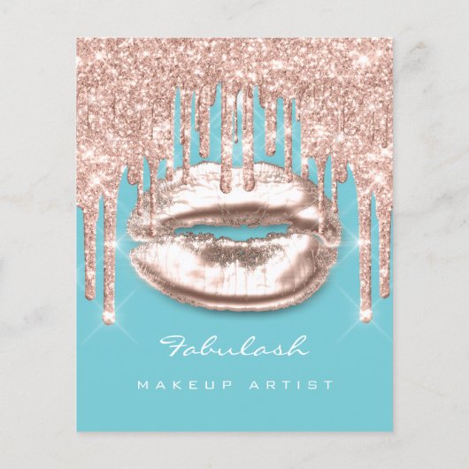 Makeup Artist Salon Blue Glitzer Flyer Spark Kiss (Hinten)