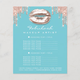 Makeup Artist Salon Blue Glitzer Flyer Spark Kiss