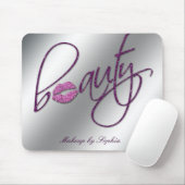 Makeup Artist Salon Cosmetology Pink Lips Glitter Mousepad (Mit Mouse)