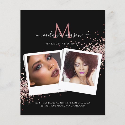 Makeup Artist Salon Custom Foto Cosmetic Black Flyer (Vorne)