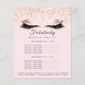 Makeup Artist Salon Glitzer Flyer Rosa Preisliste (Vorne)