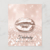 Makeup Artist Salon Glitzer Flyer Rose Gold Glam (Hinten)