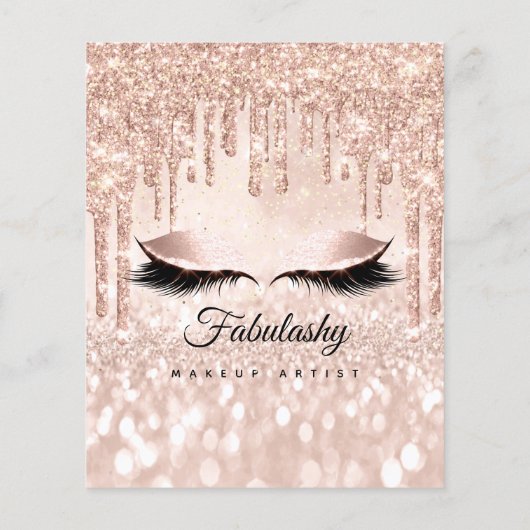 Makeup Artist Salon Glitzer Flyer Rose Preise Glam (Hinten)