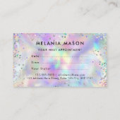 Makeup Artist Salon Holographic Glitzer Terminkarte (Rückseite)